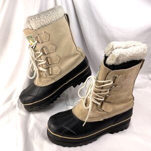 Rugged Exposure Men's 7 Winter Rain Duck Boots Fleece Lined Trimmed Leather Wool